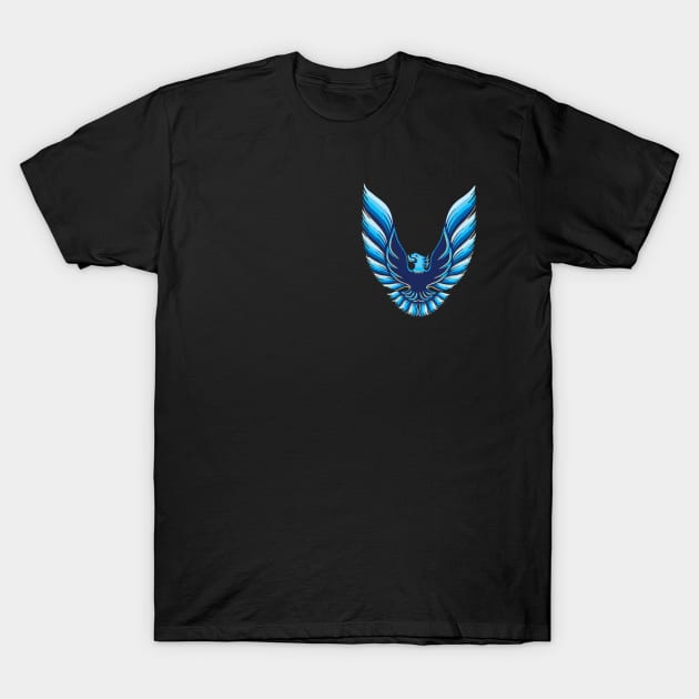 Pontiac Firebird Trans AM Logo (Blue) on chest T-Shirt by Permages LLC